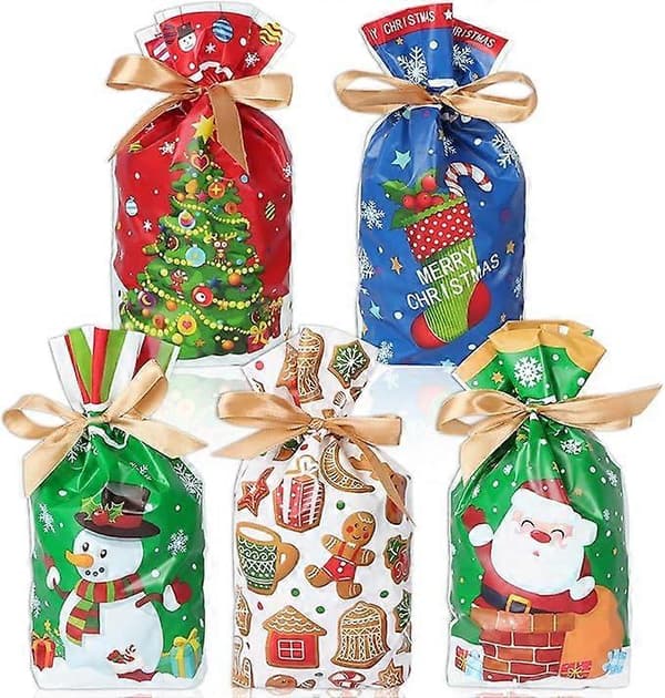 50 stycken julklappspåsar med dragsko julklappspåsar julpåsar presentpåsar presentpåsar julpåsar för presenter
