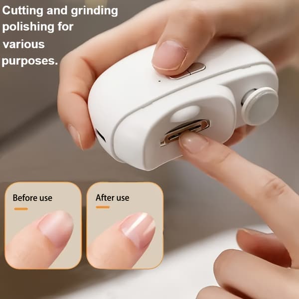 Smart Electric Nail Clipper with Anti-pinch Function, Nail Filing, Lighting, and Grinding Functions. Suitable for all ages. Portable White
