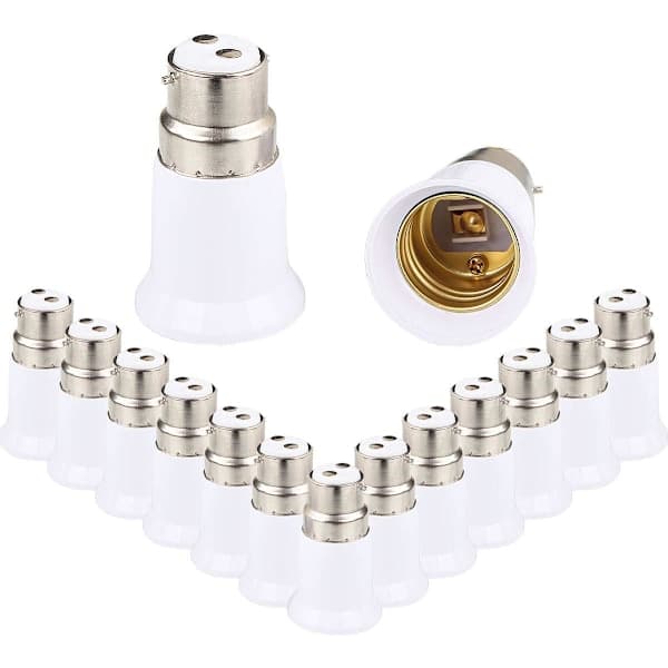 15 stk B22 til E27 Sokkeladapter, Lampefotkonverter, Lyspæreadapter for LED-lamper
