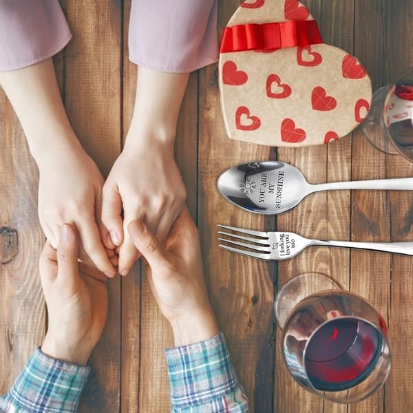 Personalized Engraved Stainless Steel Fork and Spoon Forking Love You Funny Gift