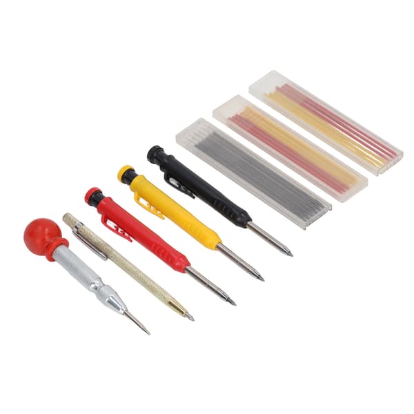 Carpenter Pencil Set Carbide Scriber Pen Refills Center Punch Sharpener Woodworking Tools