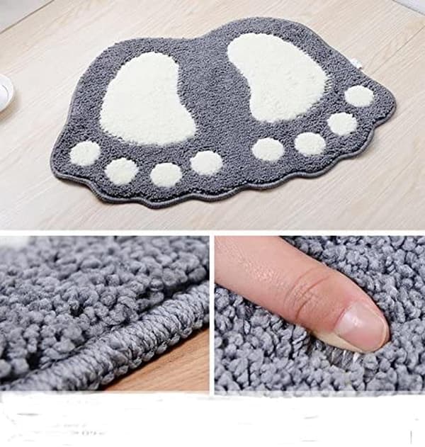 Cute Bathroom Mat, Super Absorbent, Machine Washable, Non-Slip Backing, Soft Microfiber Bath Mat for Grey Bathroom, 40cm x 60cm