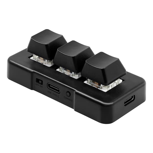 Enhånds Mini Keypad med Ergonomisk Design, Programmerbart Makro Keypad 3-Knaps Mekanisk Gamingtastatur til Kontorspil Mediekontrol, Multi-System