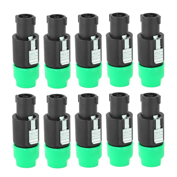 10 Pcs C NL4FC Audio Speaker Connector Waterproof 4-Pin Speakon Plug Cable Connector (Green)