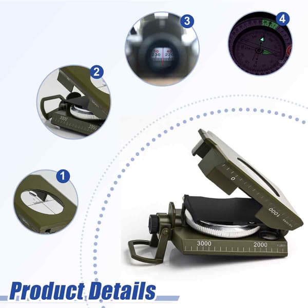 Military Compass with Lens Sighting, Waterproof Luminous Navigation Compass for Outdoor Exploration, High-Precision Survival Tool with