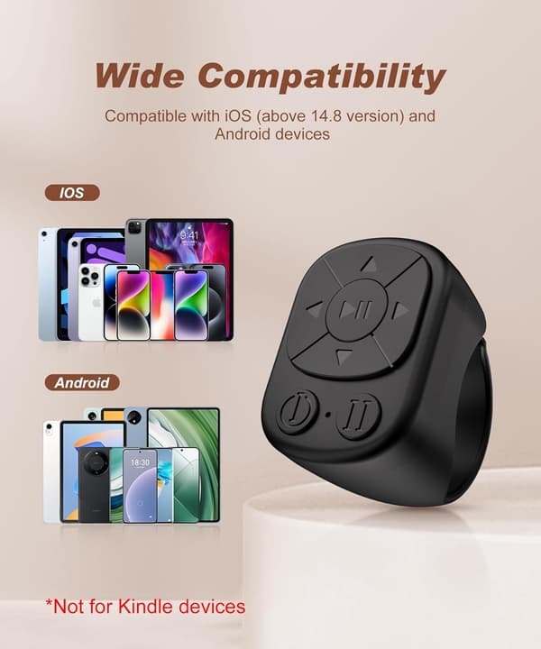 TikTok Ring Remote Control - Bluetooth Remote Control for iPhone and iPad, Camera Button, Video and Music, Compatible with iOS and Android pink pink pink