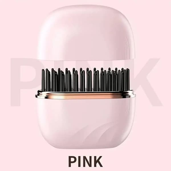 Mini Wireless Hair Brush & Hot Brush Straightener for Bangs, USB Rechargeable, Portable, Compact