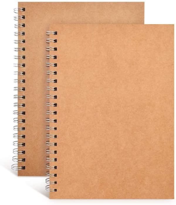 A5 Spiralbunden Anteckningsbok Tom Skissbok Kraftpapper 2-pack