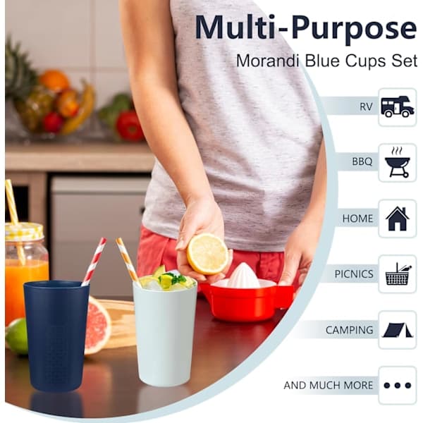 450 ml unbreakable plastic glasses, 8-pack, lightweight, BPA-free, eco-friendly, reusable, dishwasher and microwave safe
