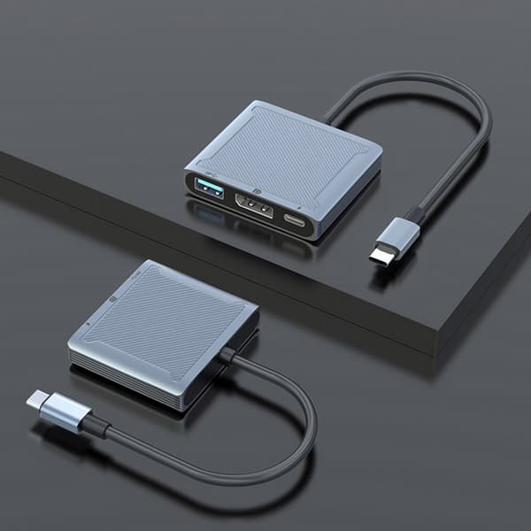 8K 60Hz DP 3-in-1-keskitinsovitin USB C–Displayport