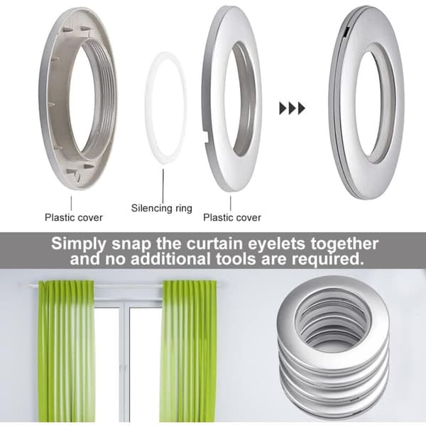 Plastgardinringar 40 mm Gardinringar Ringar för silvergardinringar – för badrum, sovrum