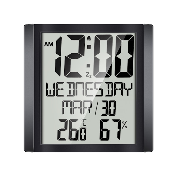 Large Digital Wall Clock with Date and Temperature