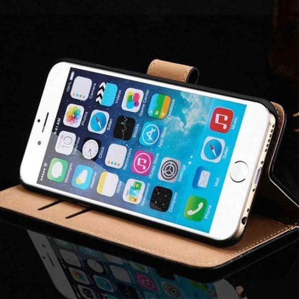 Pungcover til iPhone 13, ægte læder, sort, installationen er også meget holdbar.