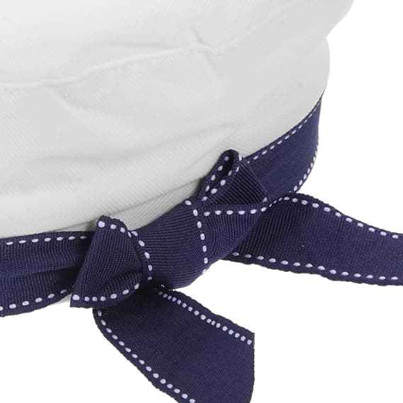 Abaodam White Sailor Hat Stylish White Beret Hat with Bow Uniform Hat All-Matching Hat (Head Circumference 56-58cm)