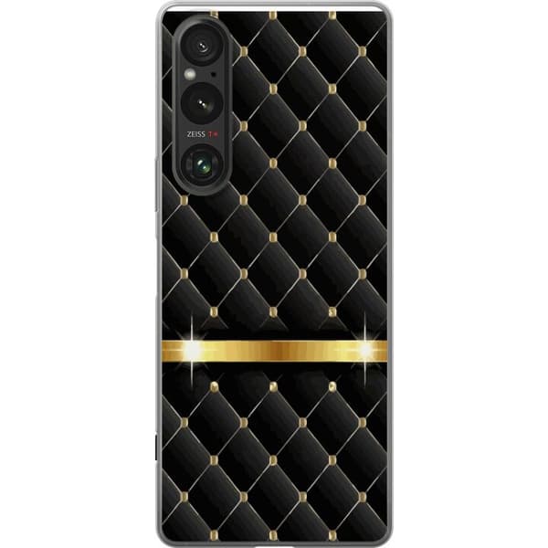 Compatible Mobile Case for Sony Xperia 1 V Quilted pattern with gold detail