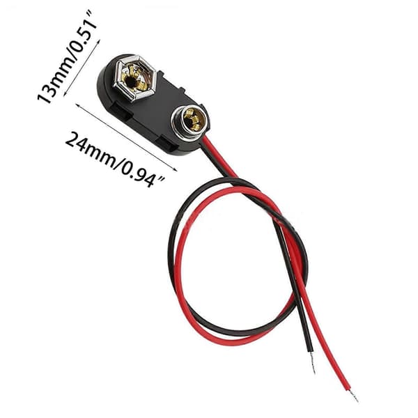 9V Battery Clip with 15cm Cable Battery Connectors 10 pcs 9 Volt Battery Connector for Connection Cable