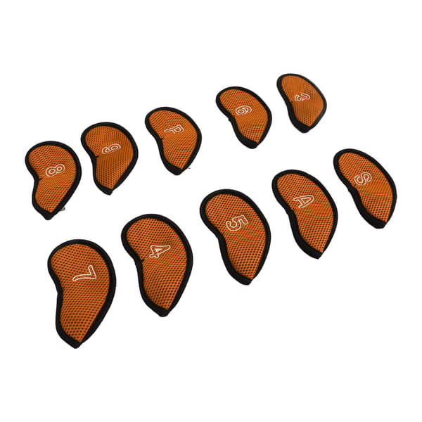 10 Pcs Waterproof Golf Iron Head Covers Set with Numbers Orange Protective Headcovers for Training Course
