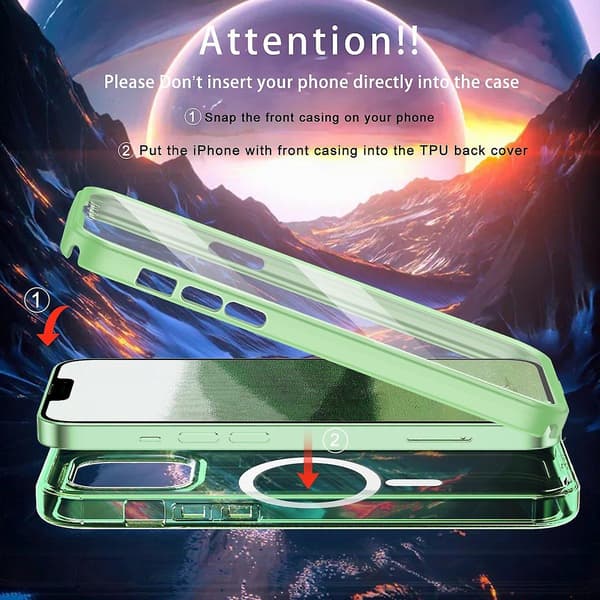 Etui til iPhone 11 Pro Max kompatibel med MagSafe, Fuld front-/bagsidebeskyttelse, Gennemsigtigt telefonetui - G