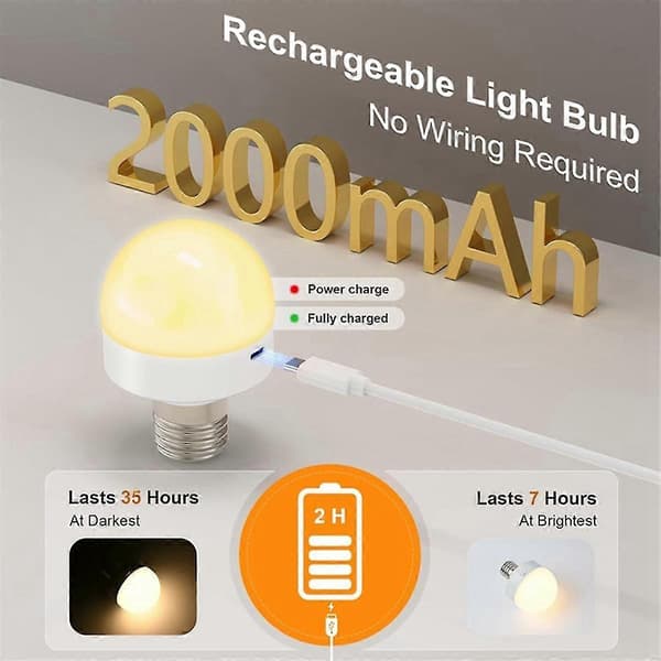 Rechargeable Light Bulbs with Remote Control - E26 Battery Operated Bulbs for Non-Fixed Wall Sconces, Pendant Lights-XF11-{sl}