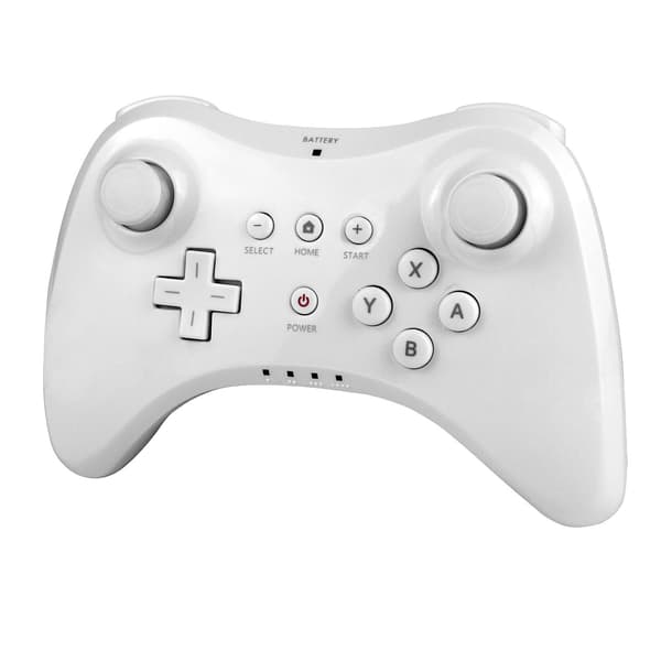 Wii U-kontroller, oppladbar Bluetooth dobbel analog kontroller hvit