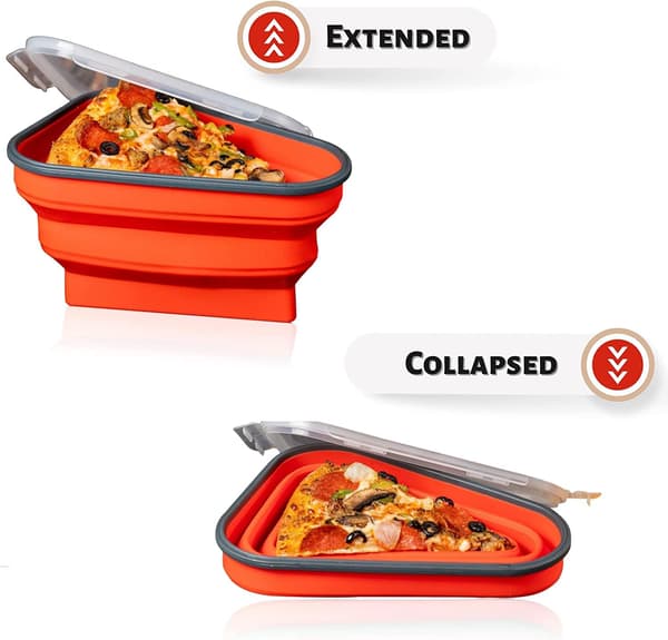 The Perfect Reusable Pizza Container with 5 Microwave Serving Trays - Adjustable Pizza Slice Storage for Organization