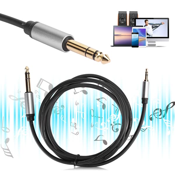 3,5 mm til 6,5 mm lydadapterkabel han til han HiFi lydkvalitet tilslutningskabel til telefon (1,8 m)