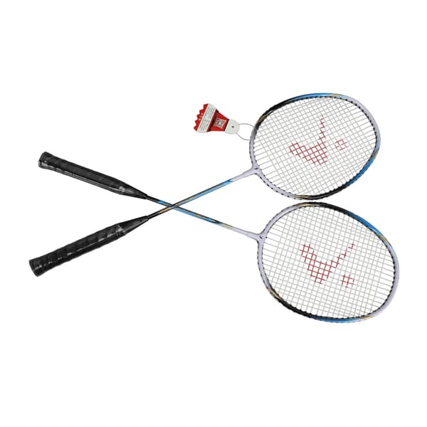 Blue Badminton Racket Set Aluminum Alloy Non-slip Comfortable Grip 1 Pair