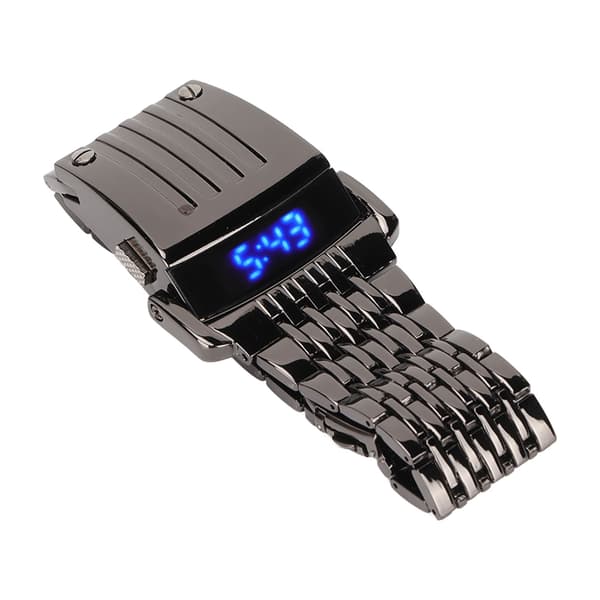 Ur i legering LED Digital Display Quick Release Trendy Herreur til Daglig Forretning Sort Blåt Lys