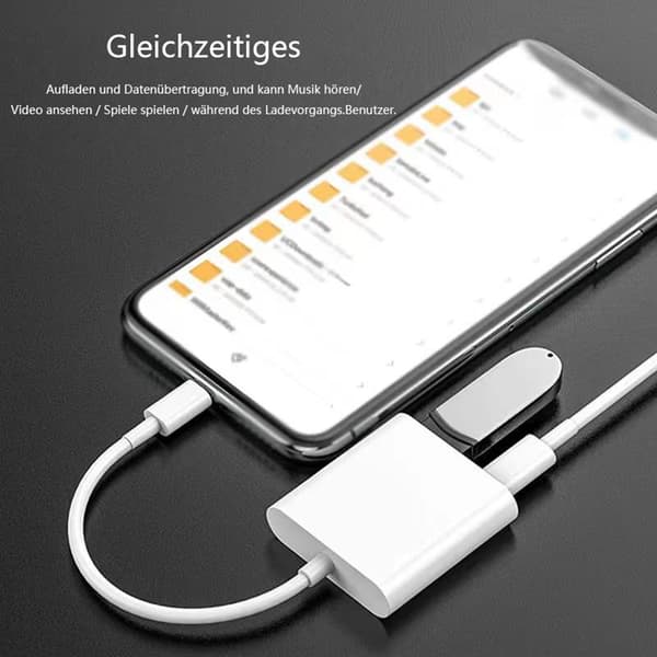 USB Camera Adapter for iPhone iPad, Plug and Play OTG Cable with Charging Port for Convenient Data Transfer, Supports Digital Camera Memory Cards