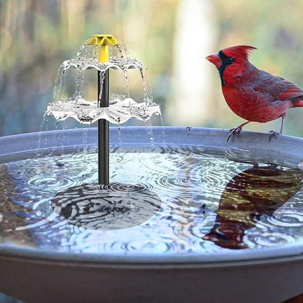 Bird bath fountain with 3-tier waterfall and DIY functionality, 4 nozzles, various dimensions available