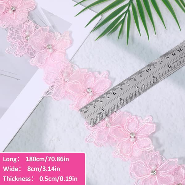 Rosa spetskant, 2 yards tyg för bröllopsutsmyckning