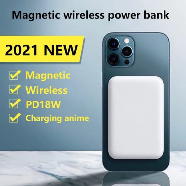 Magnetisk Powerbank for iPhone 12/13/14/15, hurtiglading (PD) hvit