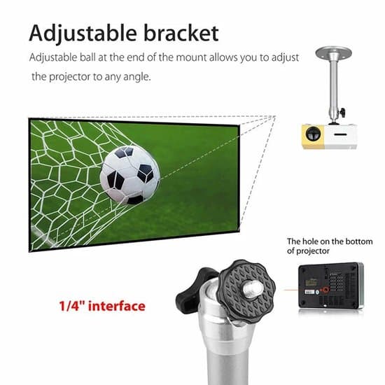 Aluminium Ceiling Mount for Mini Projector/Security Camera, 180mm Height, 2kg Max Load Capacity, Universal 1/4 Inch Thread with Adjustable Ball Joint