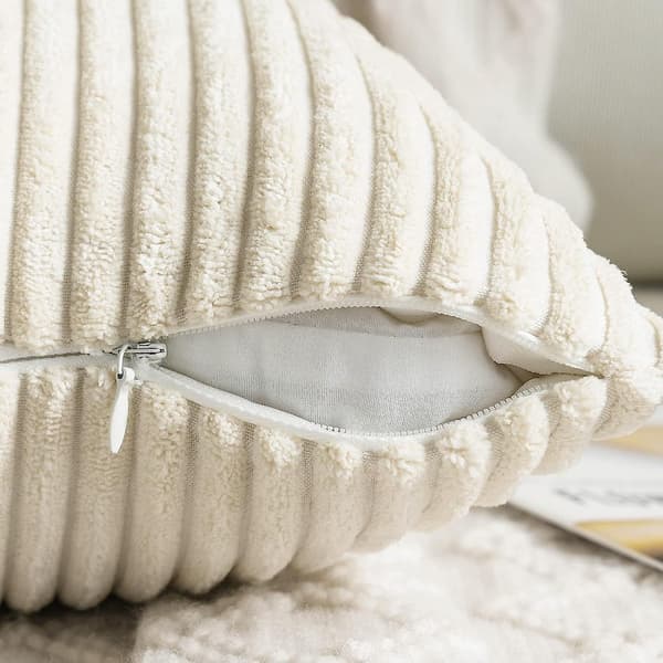 2-pack Autumn Corduroy Soft Decorative Square Pillow Covers, Pillowcase 45 X 45 cm, White