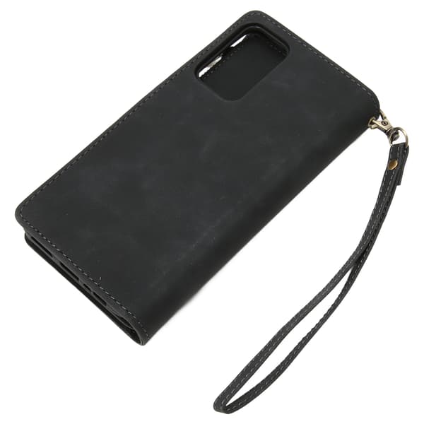 Faux Leather Wallet Case Protective Wallet Case Card Holder with Zipper for A03S Black