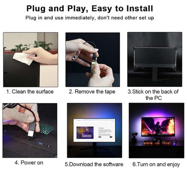 Smart RGBIC skjermlys - PC Sync Ambilight for 34-tommers skjermer