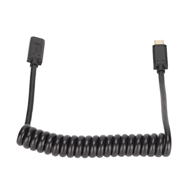 USB C-kabel USB C hun til USB C han 4K 60hz 3A hurtigopladning 10Gbps 1,2m spiraldesign USB C strømkabel hun til han lige hoved