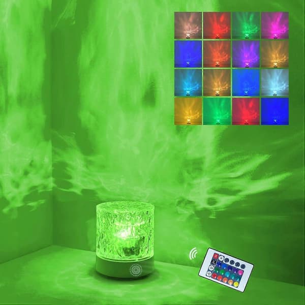 Water Wave Atmosphere Lamp, 16 Colors Remote Control, with Cable