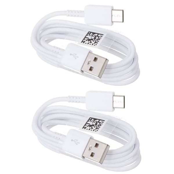 2-pakning FOR Samsung 1,2 m ekstra lang USB-C-ladekabel hvit