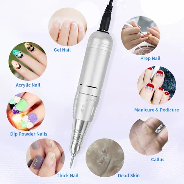 Professional Manicure Tool Kit, Electric Nail Polisher Nail File - EU, Pink