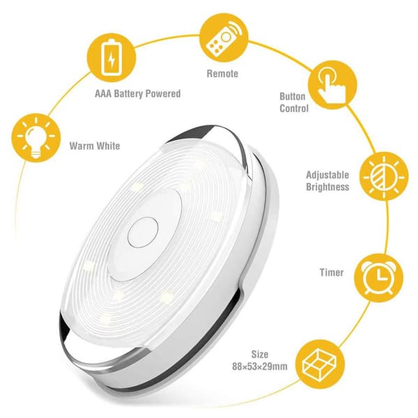 LED Puck Light Battery Powered Wireless LED Cabinet Lighting with Remote Control