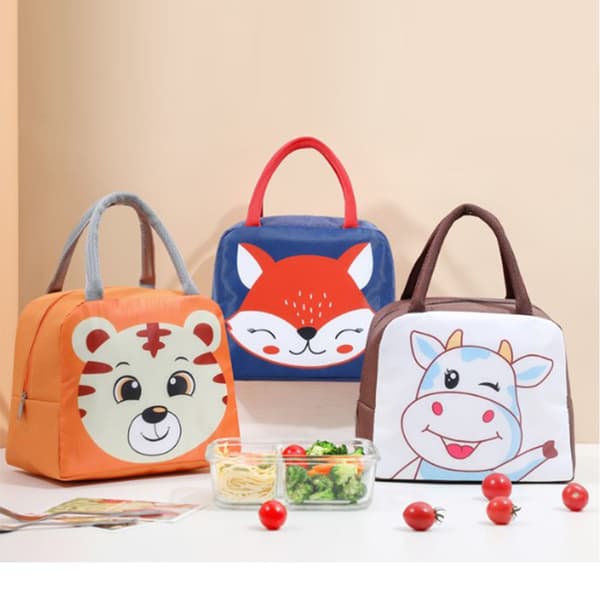 Cute Cartoon Fox Pattern Waterproof Large Capacity Thermal Insulation Lunch Bag for Women Men