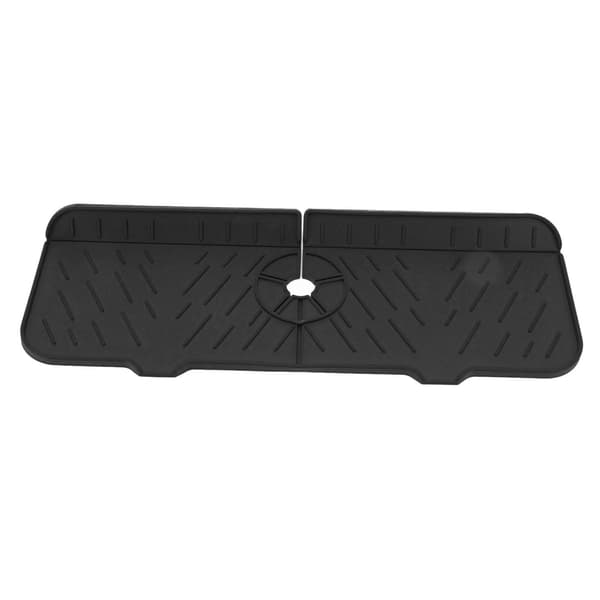 Silicone Dish Mat Washable Reusable Water Absorbent Countertop Protector for Kitchen Bathroom RV Black