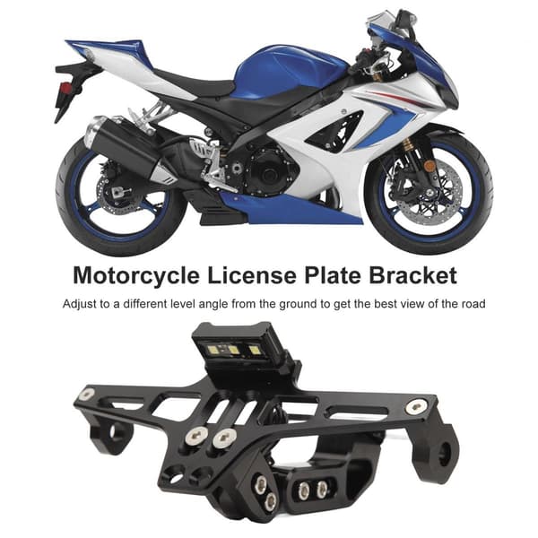 Universal Motorcycle LED Light Adjustable Fender Eliminator Bracket CNC Machined Aluminum Shockproof License Plate Holder Anodized Finish Scratch Protection