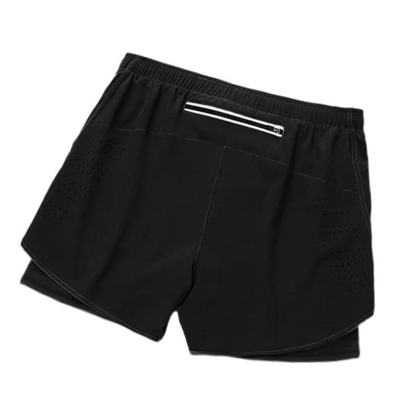 Men's Double Layer Running Shorts with Zipper Pocket Quick Dry Workout Shorts Black XL