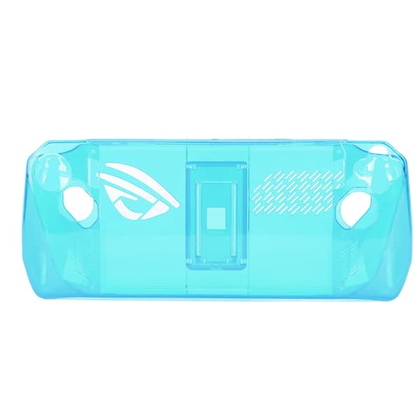 Game Console Transparent Case Shockproof Non-Slip TPU Protective Cover with Stand for ASUS ROG Ally Handheld 2023 Transparent Blue