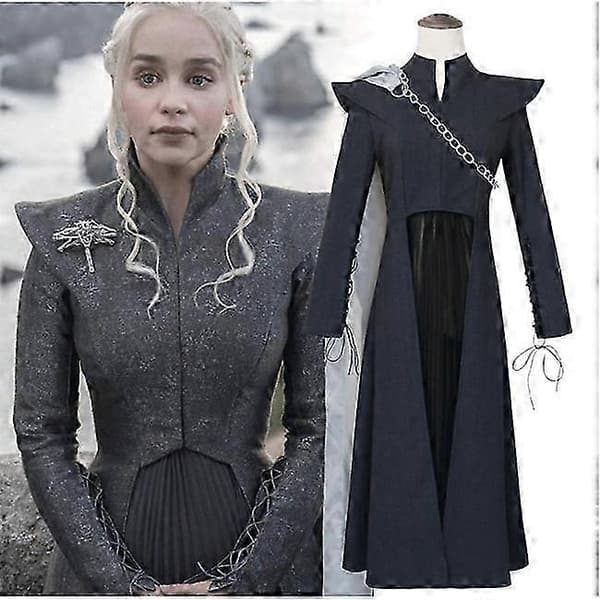 Dame Dragemoder Sort Kjole Cosplay Kostume Komplet Sæt Kostume BSSM S