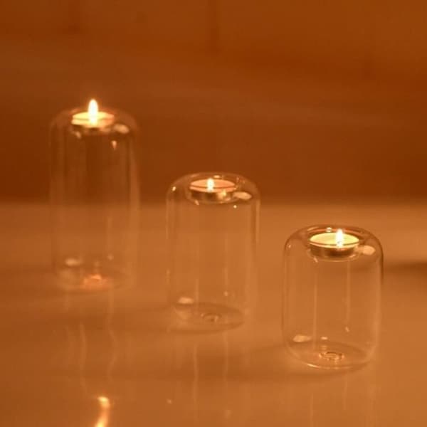 Diameter 8cm - Krystalllysestaker for hjemmeinnredning, runde hule glasslysestaker, lysekrone[DB]