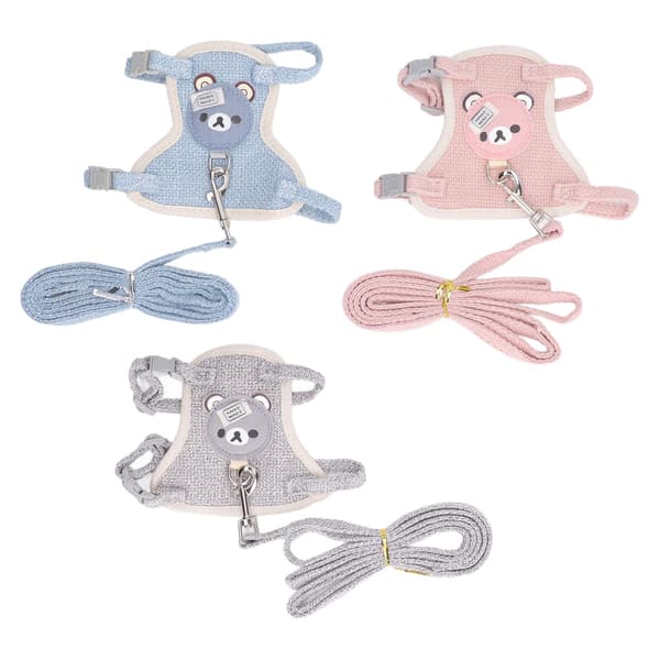 3 Pcs Rabbit Harness Leash Adorable Pattern Breathable Vest Adjustable for Small Pets Outdoor Walking