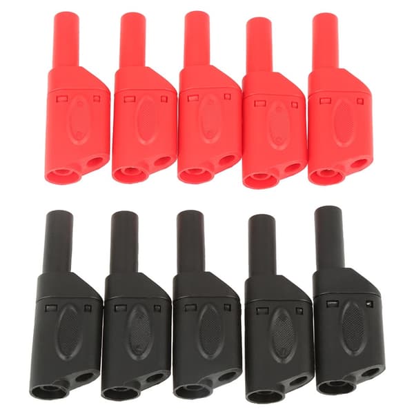 Rød sort isoleret bananstik - 10-pak (4 mm)